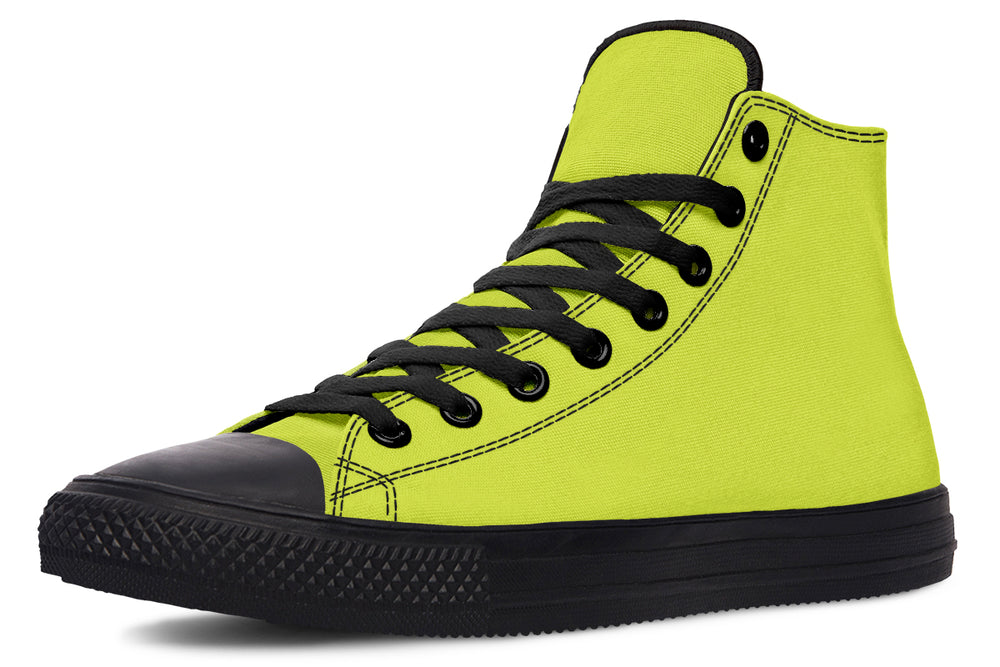Lime Punch High Tops - Vegan High Top shoes Durable Canvas Skate Shoes Unisex Breathing Retro Style