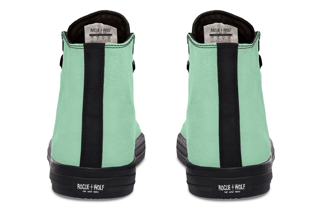 Mint Green High Tops - Classic Premium Canvas Shoes with Comfortable and Durable Soles