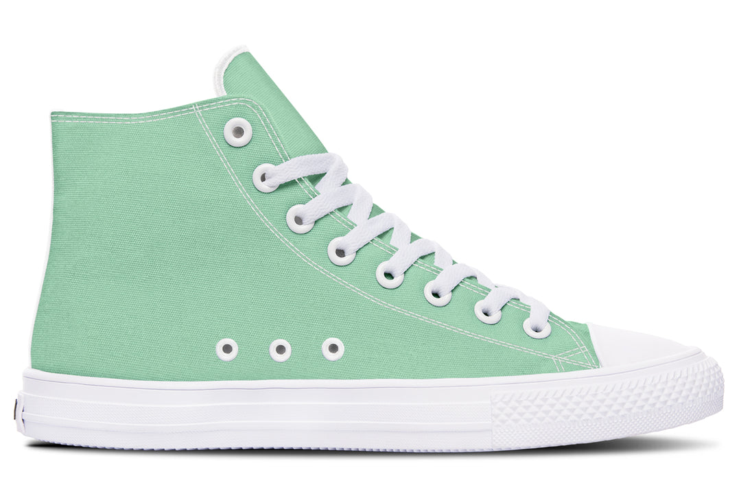 Mint Green High Tops - Classic Premium Canvas Shoes with Comfortable and Durable Soles