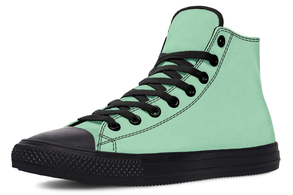 Mint Green High Tops - Unisex High Tops Durable Canvas Skate Shoes Vegan Breathable Retro Kicks