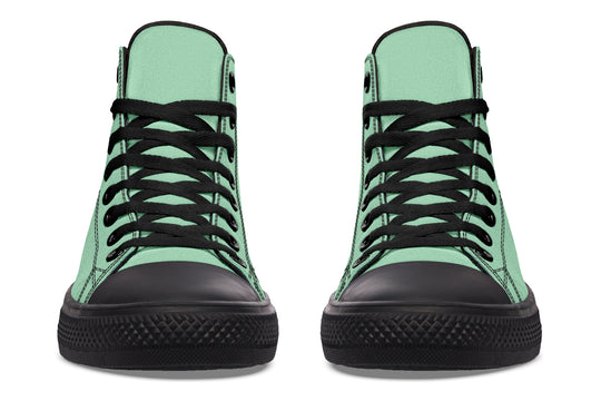 Mint Green High Tops - Classic Premium Canvas Shoes with Comfortable and Durable Soles