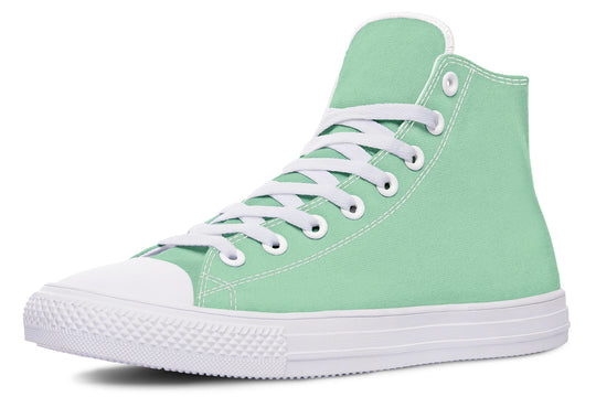 Mint Green High Tops - Classic Premium Canvas Shoes with Comfortable and Durable Soles