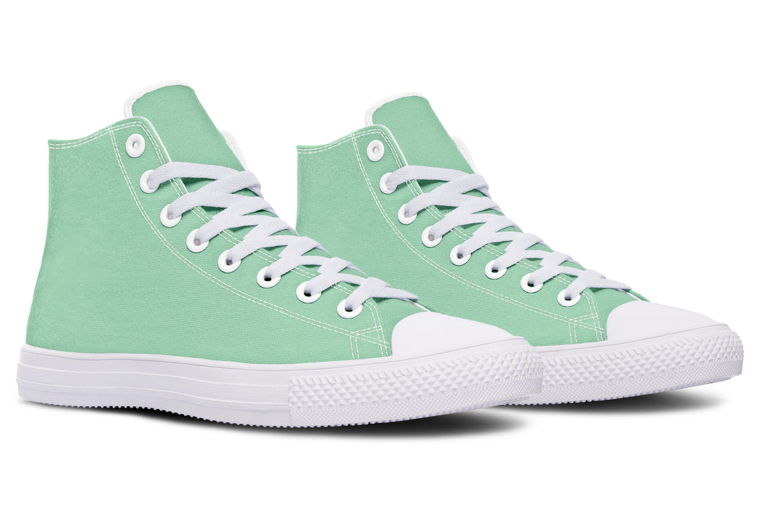 Mint Green High Tops - Classic Premium Canvas Shoes with Comfortable and Durable Soles