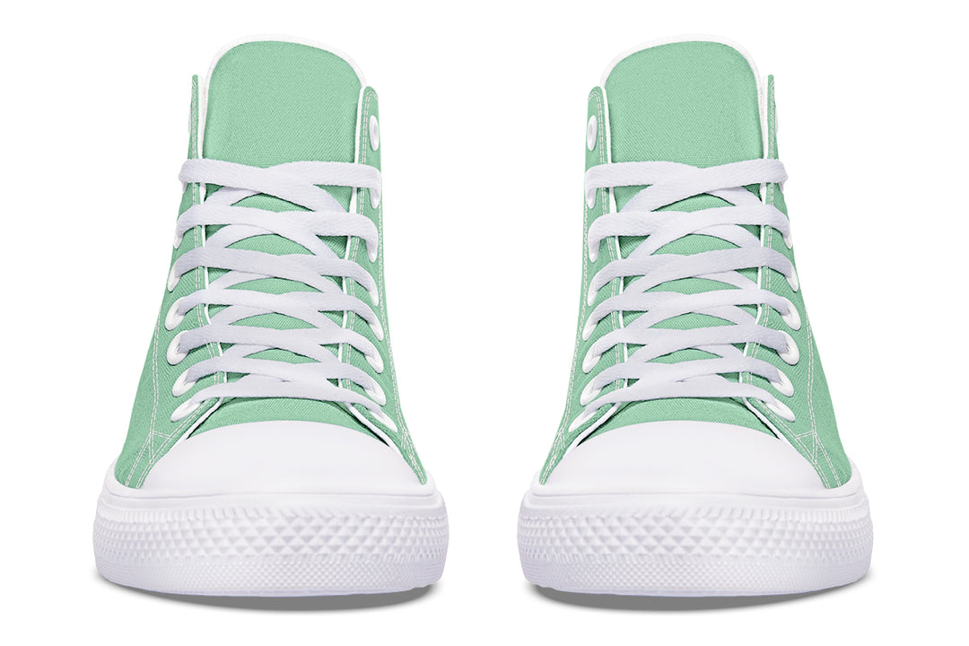 Mint Green High Tops - Classic Premium Canvas Shoes with Comfortable and Durable Soles