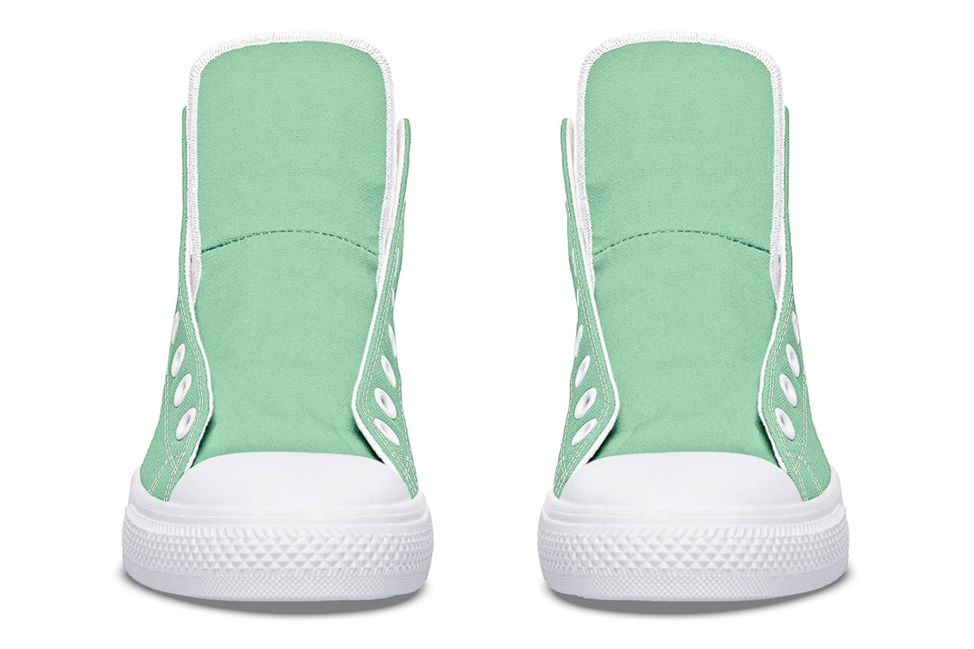 Mint Green High Tops - Classic Premium Canvas Shoes with Comfortable and Durable Soles