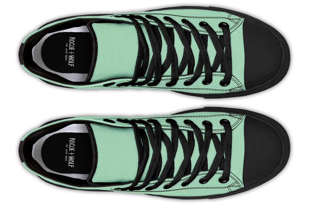 Mint Green High Tops - Classic Premium Canvas Shoes with Comfortable and Durable Soles