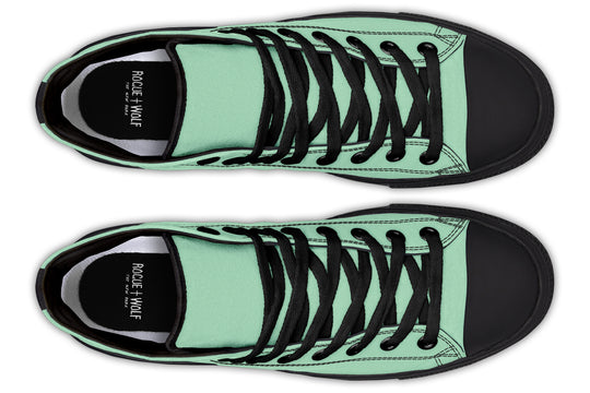 Mint Green High Tops - Classic Premium Canvas Shoes with Comfortable and Durable Soles