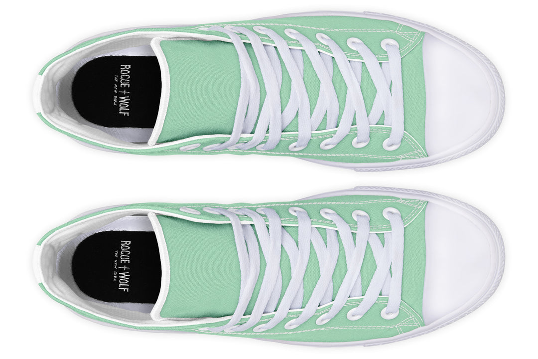 Mint Green High Tops - Classic Premium Canvas Shoes with Comfortable and Durable Soles