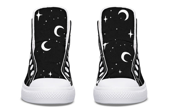 MoonDust High Tops - Durable Unisex Vegan Skate Streetwear Canvas High Tops Retro Witchy Style