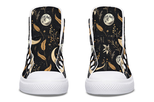 Moonlit Botanica High Tops - Canvas High Tops Unisex Vegan Sneakers Dark Academia Breathable Shoes