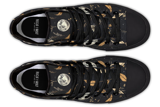 Moonlit Botanica High Tops - Canvas High Tops Unisex Vegan Sneakers Dark Academia Breathable Shoes