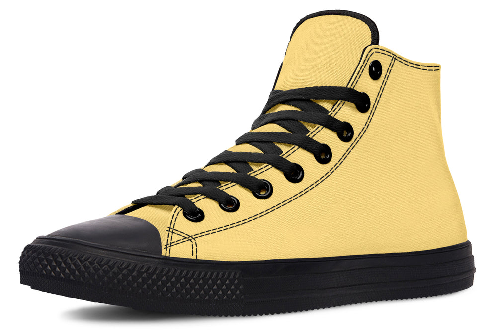 Soft Gold High Tops - Vegan High Top shoes Durable Canvas Unisex Yellow Skate Shoes