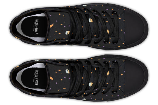 Spooky Soirée High Tops - Canvas High Tops Vegan Unisex Breathable Retro Skate Shoes