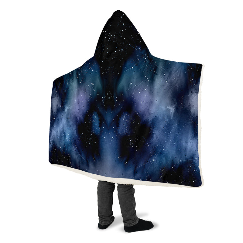 Deep Blue Hooded Blanket - Cozy and Warm Wrap-around Blanket with Vegan Fur Lining and Hood