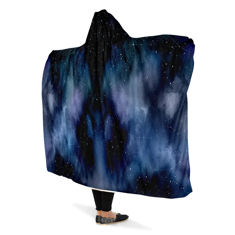 Deep Blue Hooded Blanket - Cozy and Warm Wrap-around Blanket with Vegan Fur Lining and Hood