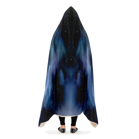 Deep Blue Hooded Blanket - Cozy and Warm Wrap-around Blanket with Vegan Fur Lining and Hood