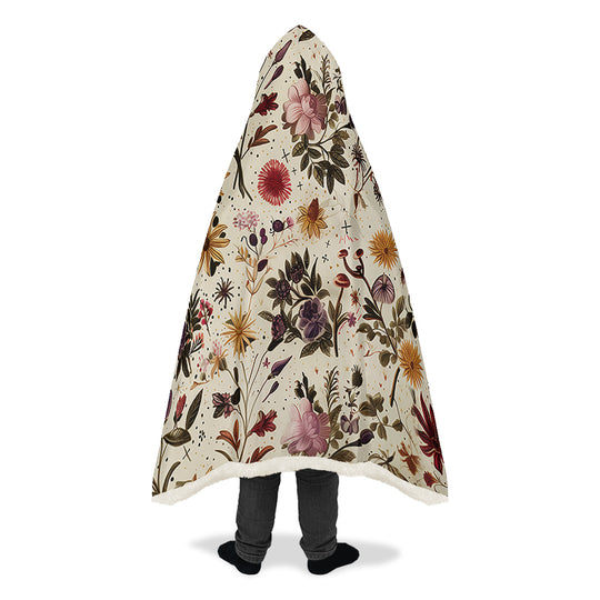 Enchanted Blossoms Hooded Blanket - Cozy and Warm Wrap-around Blanket with Vegan Fur Lining and Hood