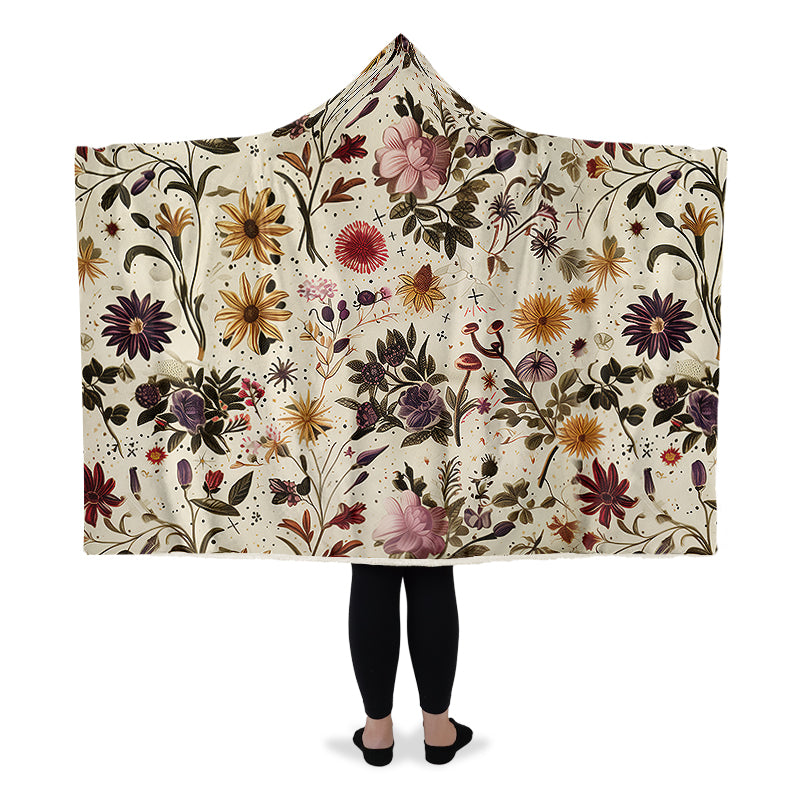 Enchanted Blossoms Hooded Blanket - Cozy and Warm Wrap-around Blanket with Vegan Fur Lining and Hood