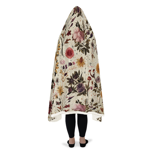 Enchanted Blossoms Hooded Blanket - Cozy and Warm Wrap-around Blanket with Vegan Fur Lining and Hood