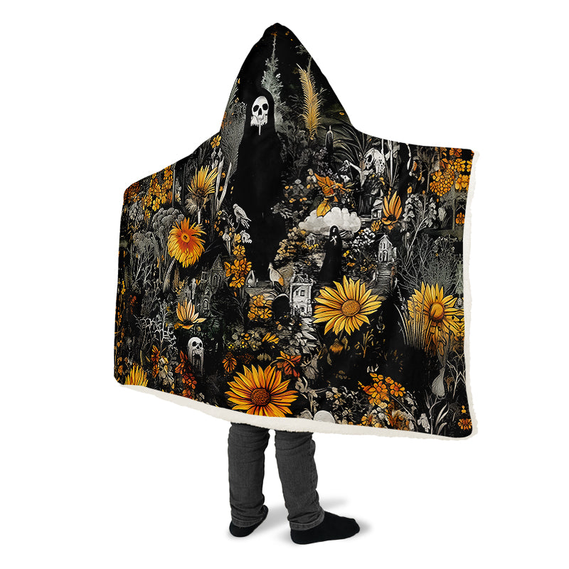 Grim’s Harvest Hooded Blanket - Cozy and Warm Wrap-around Blanket with Vegan Fur Lining and Hood