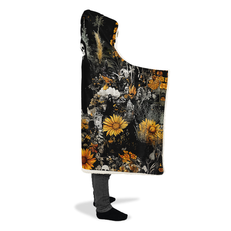 Grim’s Harvest Hooded Blanket - Cozy and Warm Wrap-around Blanket with Vegan Fur Lining and Hood