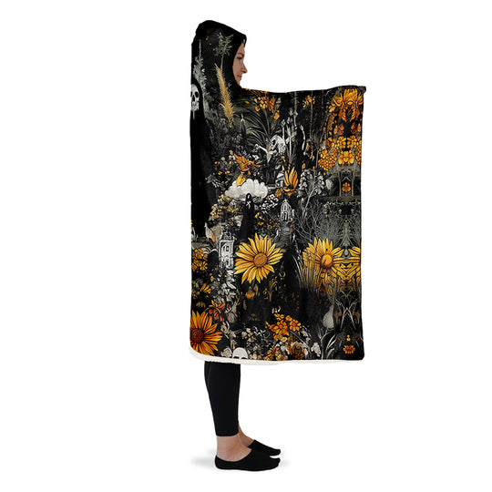 Grim’s Harvest Hooded Blanket - Cozy and Warm Wrap-around Blanket with Vegan Fur Lining and Hood