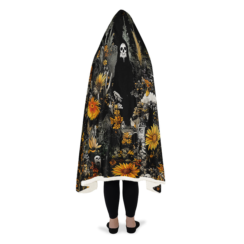 Grim’s Harvest Hooded Blanket - Cozy and Warm Wrap-around Blanket with Vegan Fur Lining and Hood