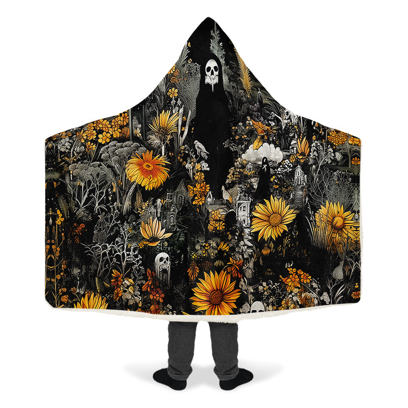 Grim’s Harvest Hooded Blanket - Cozy and Warm Wrap-around Blanket with Vegan Fur Lining and Hood