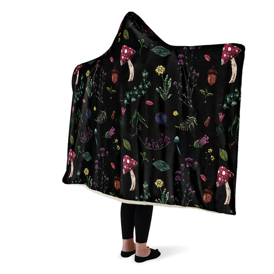 Herbology Hooded Blanket - Cozy and Warm Wrap-around Blanket with Vegan Fur Lining and Hood