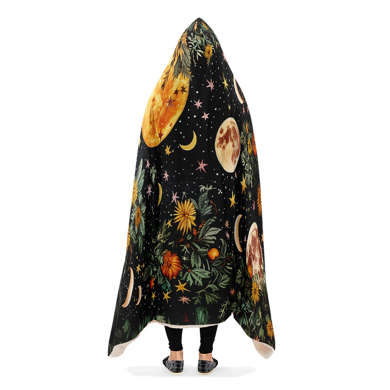 Lunar Meadow Hooded Blanket - Cozy and Warm Wrap-around Blanket with Vegan Fur Lining and Hood