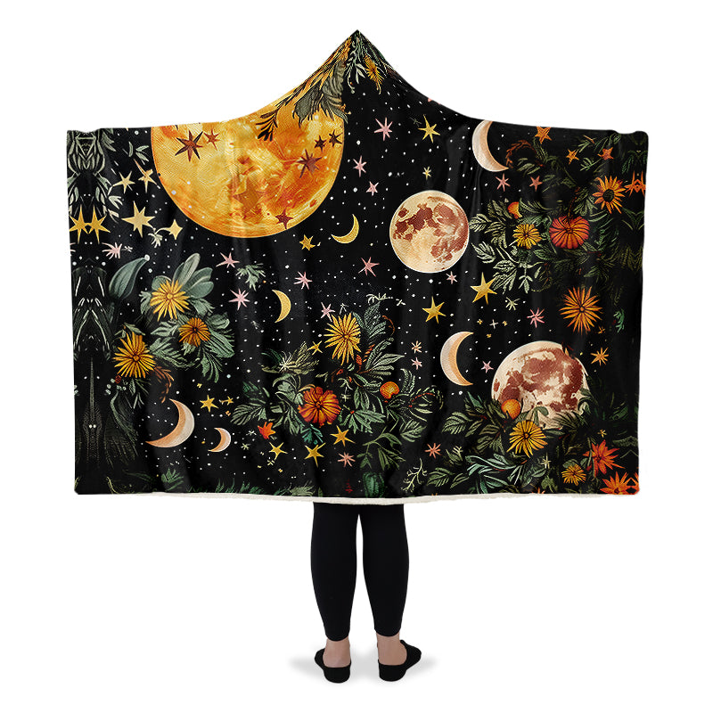 Lunar Meadow Hooded Blanket - Cozy and Warm Wrap-around Blanket with Vegan Fur Lining and Hood