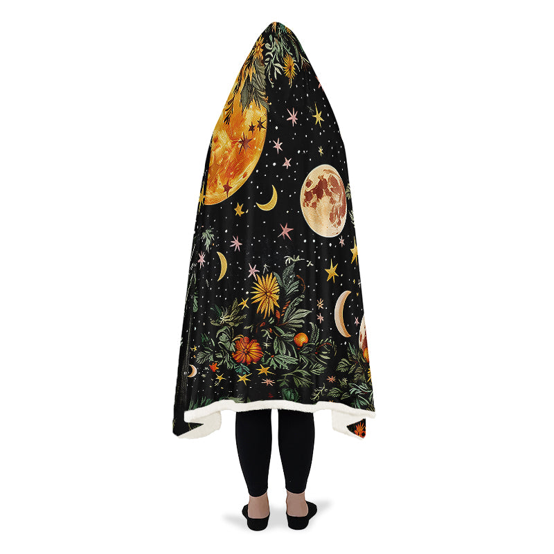 Lunar Meadow Hooded Blanket - Cozy and Warm Wrap-around Blanket with Vegan Fur Lining and Hood