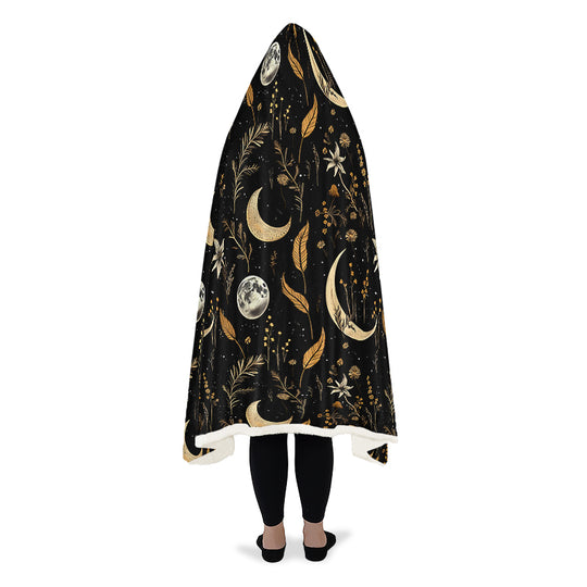 Moonlit Botanica Hooded Blanket - Cozy and Warm Wrap-around Blanket with Vegan Fur Lining and Hood