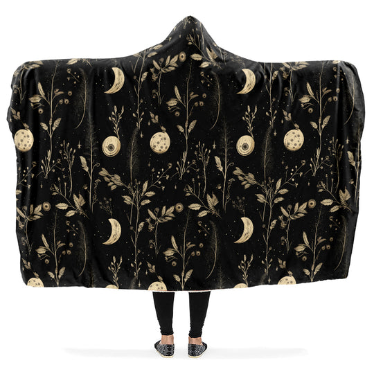 Twilight Garden Hooded Blanket - Cozy and Warm Wrap-around Blanket with Vegan Fur Lining and Hood