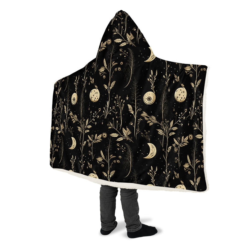 Twilight Garden Hooded Blanket - Cozy and Warm Wrap-around Blanket with Vegan Fur Lining and Hood