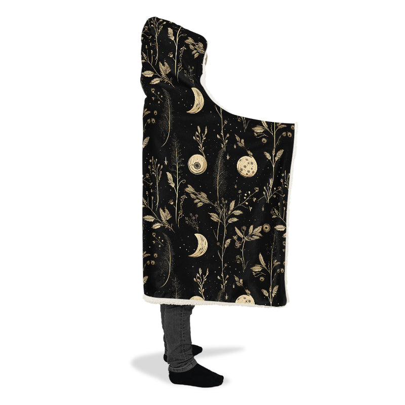 Twilight Garden Hooded Blanket - Cozy and Warm Wrap-around Blanket with Vegan Fur Lining and Hood