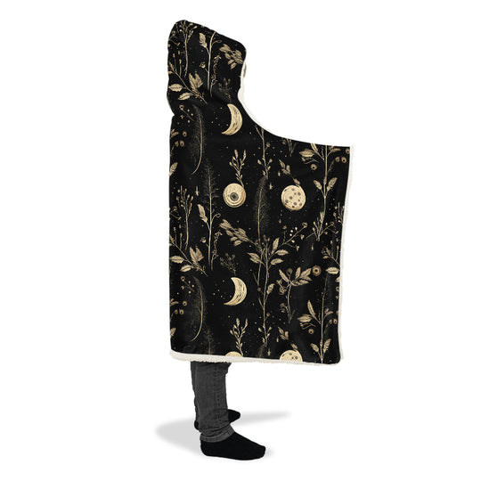 Twilight Garden Hooded Blanket - Cozy and Warm Wrap-around Blanket with Vegan Fur Lining and Hood