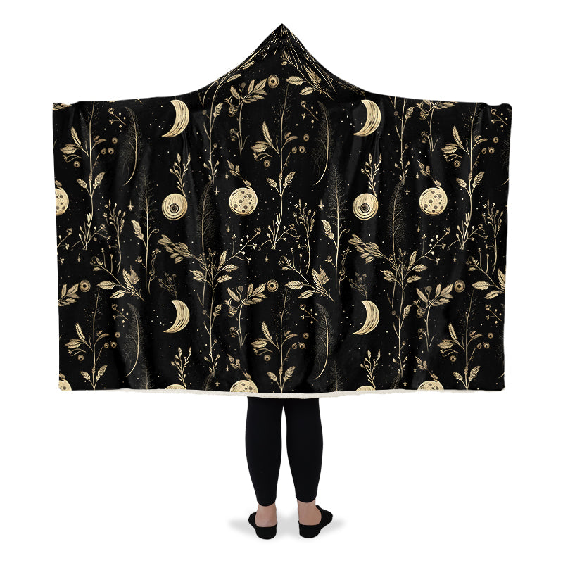 Twilight Garden Hooded Blanket - Cozy and Warm Wrap-around Blanket with Vegan Fur Lining and Hood