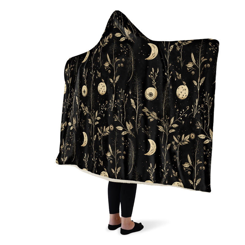 Twilight Garden Hooded Blanket - Cozy and Warm Wrap-around Blanket with Vegan Fur Lining and Hood