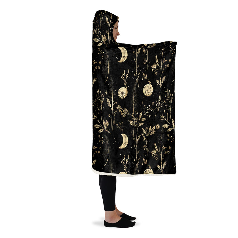 Twilight Garden Hooded Blanket - Cozy and Warm Wrap-around Blanket with Vegan Fur Lining and Hood