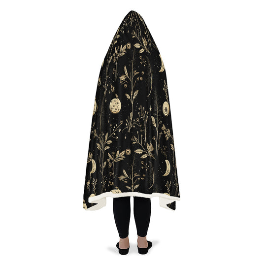 Twilight Garden Hooded Blanket - Cozy and Warm Wrap-around Blanket with Vegan Fur Lining and Hood