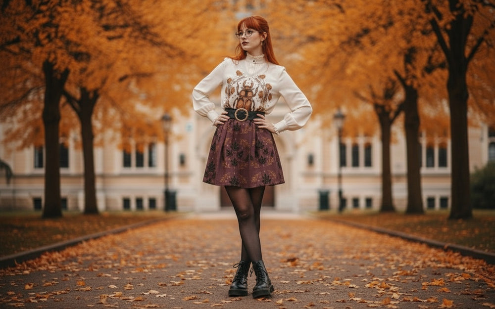 Oxblood Autumnalis Skater Skirt