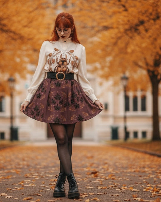Oxblood Autumnalis Skater Skirt