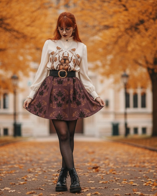 Oxblood Autumnalis Skater Skirt