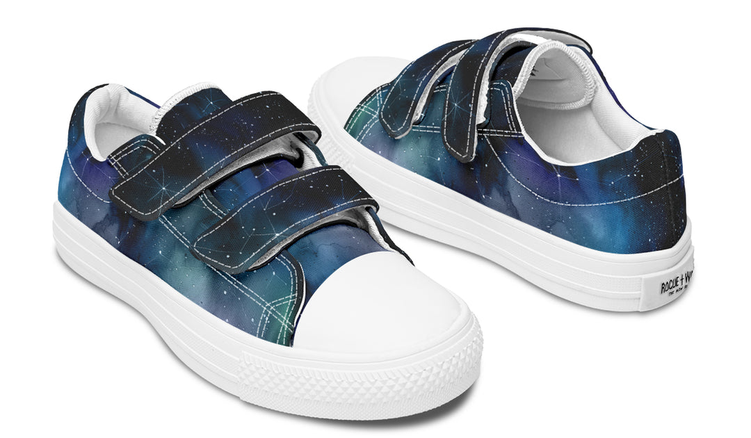 Deep Blue Kids Low Tops - Easy Strap Canvas Kids Shoes with Durable Rubber Soles