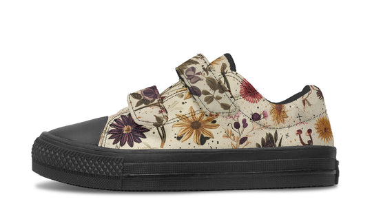 Enchanted Blossoms Kids Low Tops - Easy Strap Canvas Kids Shoes with Durable Rubber Soles