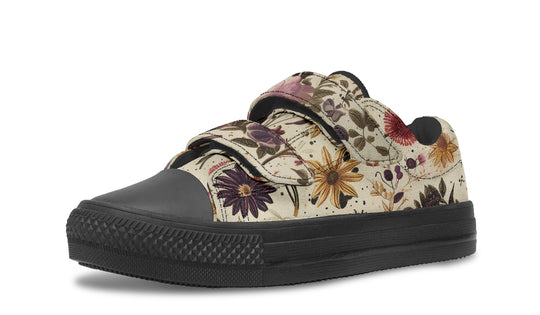 Enchanted Blossoms Kids Low Tops - Easy Strap Canvas Kids Shoes with Durable Rubber Soles