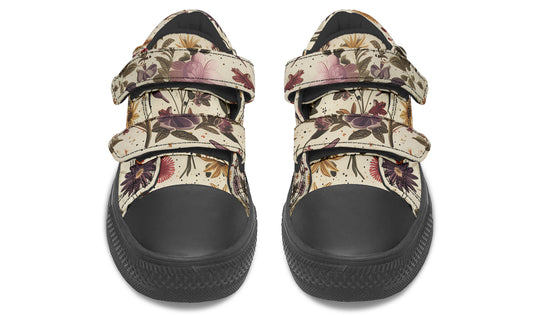 Enchanted Blossoms Kids Low Tops - Easy Strap Canvas Kids Shoes with Durable Rubber Soles