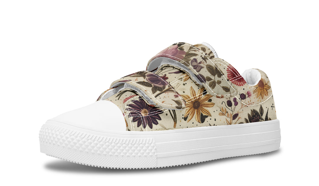 Enchanted Blossoms Kids Low Tops - Easy Strap Canvas Kids Shoes with Durable Rubber Soles