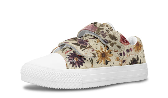 Enchanted Blossoms Kids Low Tops - Easy Strap Canvas Kids Shoes with Durable Rubber Soles